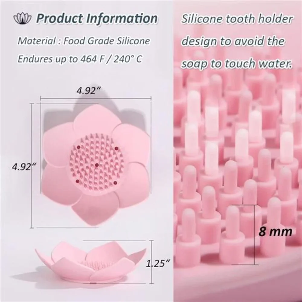 Silicone Soap Dish Soap Holder Flower Shape Draining Tray for Bathroom Kitchen